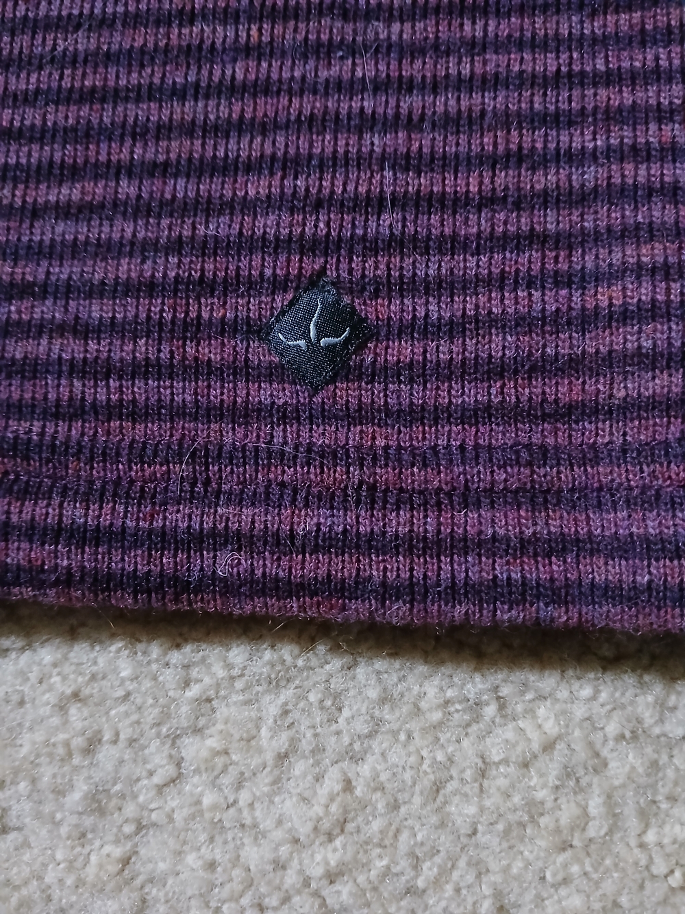 Women’s Purple Funnel-Neck Sweater with Contrast Stitching - Picture 8 of 8